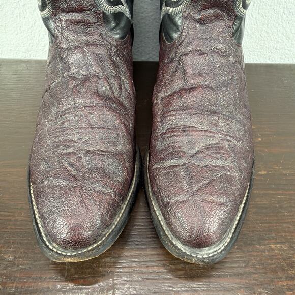 Vintage Nocona Exotic Elephant Print Men 9 D Black Leather Cowboy Western Boots main image 12